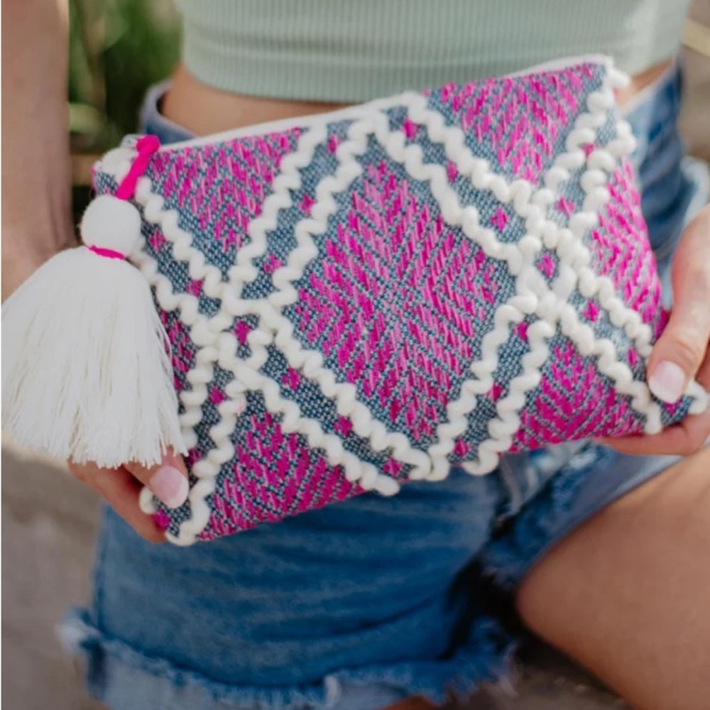 Boho beach clutch -amazing quality - fun colors